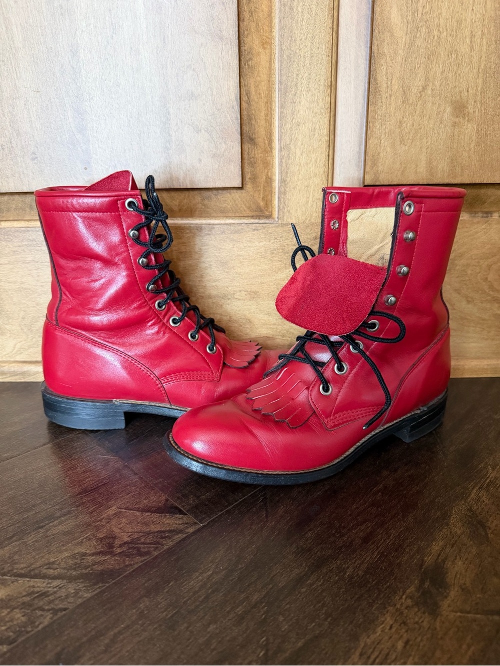Vintage Justin Leather Lace-Up Women's Boots